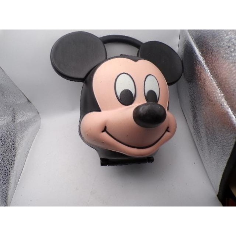 Vintage Disney Mickey Mouse Head Plastic Alladin Lunch Box w Thermos‎ Black 90s